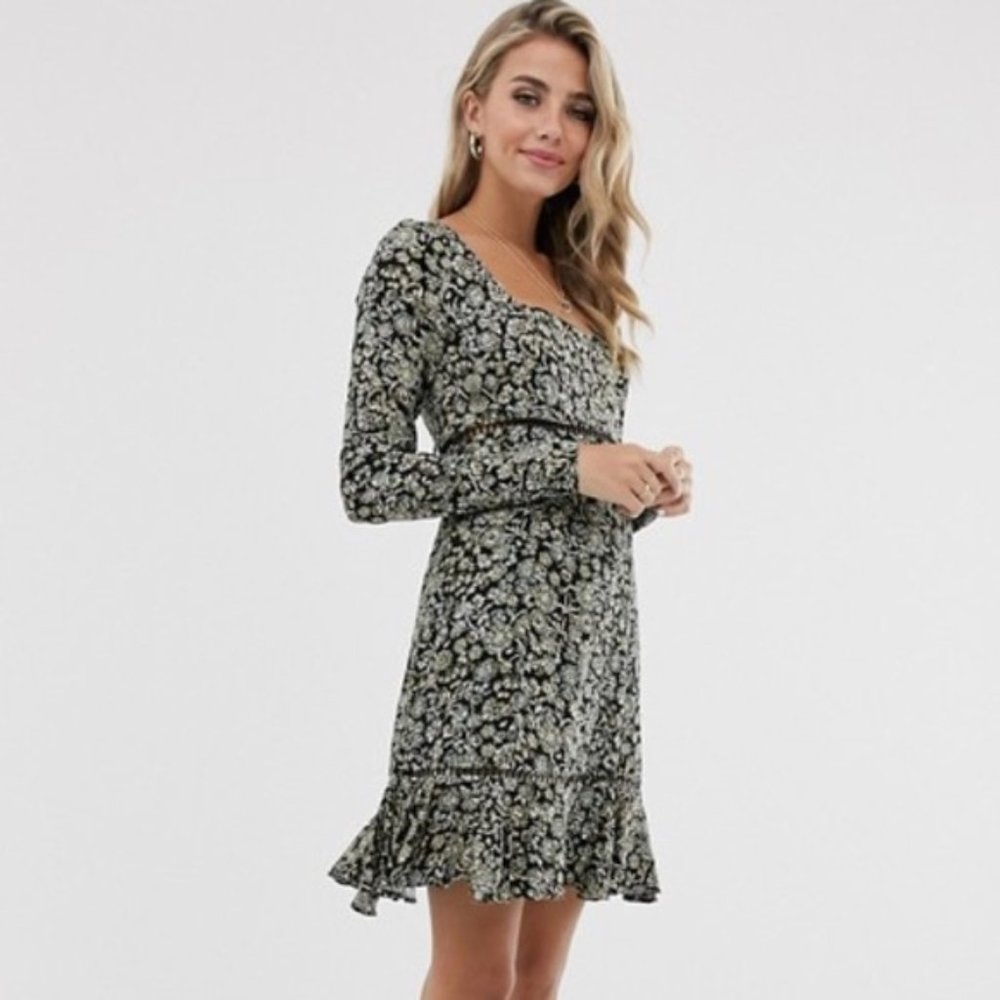 Free People Size 8 Boheme Mini Dress Black